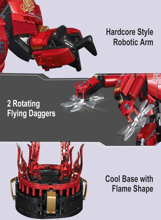 HIGH GODO Storm Mech Building Blocks Set for Adults，Red Armor Robot Model Building Kit with Weapons and Flame Shape Base, 1742 Pieces Hard Corfe Collectible Gifts for Movie Fans Man Teens - Image 3